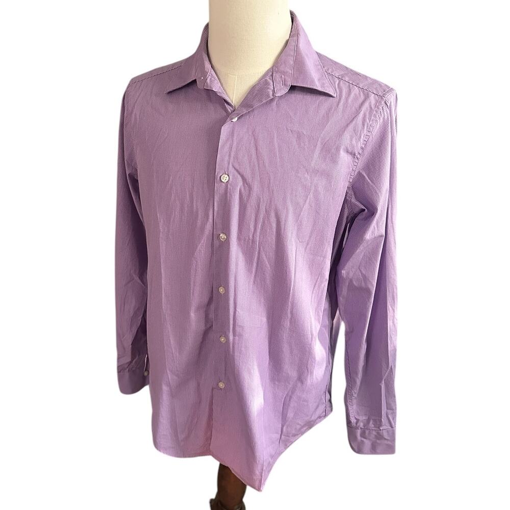 DKNY Purple Slim Fit Men's Dress Shirt Medium 15 1/2 34/35